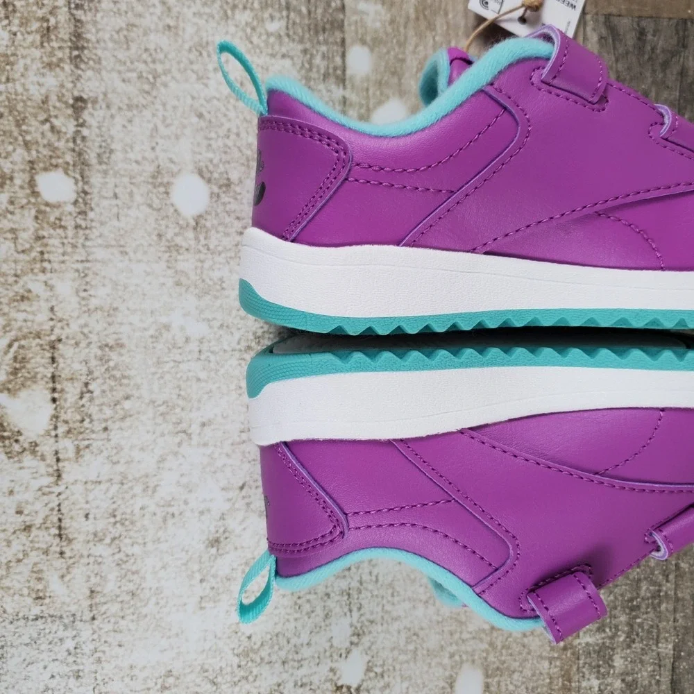 Reebok Weebok Clasp Low 2 Toddler Shoes Sz 9 Purple Aqua White Leather Sneakers